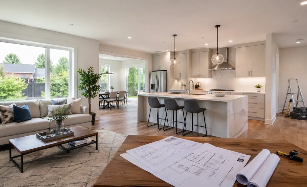Home remodeling in Union City by Trusted Heating, Cooling & Construction, showing modern kitchen, living room, and renovation upgrades for a house in California